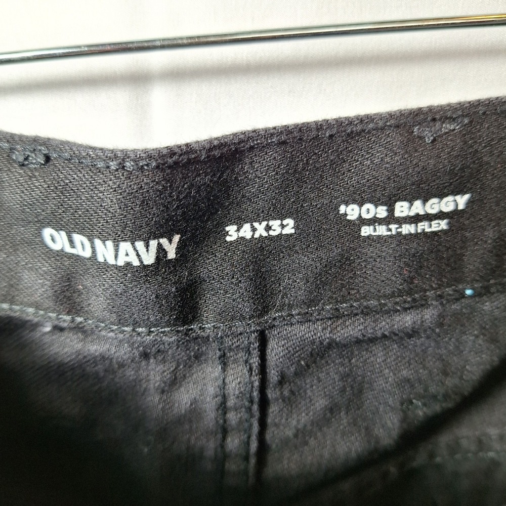 NWT$ OLD NAVY 90s Baggy 100% Cotton Built-In-Flex Jean Men Sz 34x32 Black Aug/25 - Picture 7 of 9